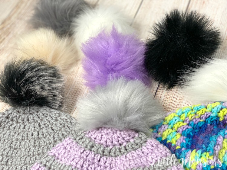 Fluffy Faux Raccoon Fur Pompoms with Press Button for Knitting Hat Garment Accessories 6 Inches Pack of 12 White 