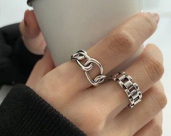 Stainless Steel Braided Woven Knot Wave Statement Anniversary Cocktail Party Ring 
