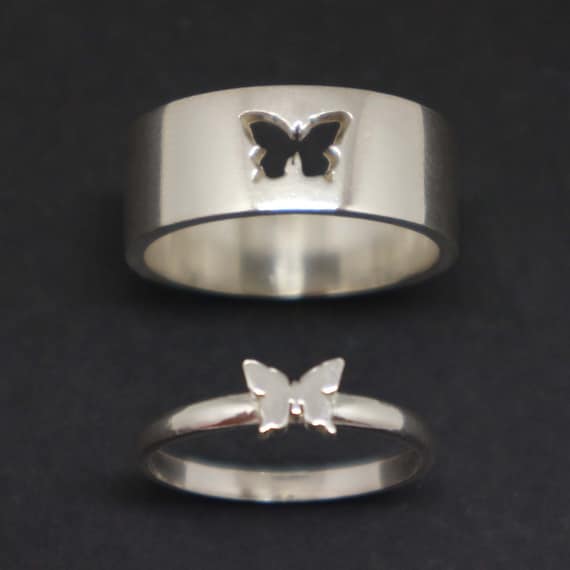 8 Pcs Butterfly Knuckle Stacking Rings Set Knuckle Heart Lightning Dinosaur Adjustable for him and her Couples Friendship Best Friends Matching Promise Love Wedding Jewelry 
