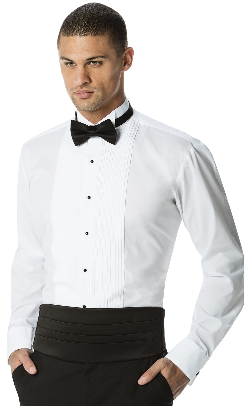 White Neil Allyn Mens Tuxedo Shirt Poly/Cotton Wing Collar 1/4 Inch Pleat Tag 3XL White 19-36/37 