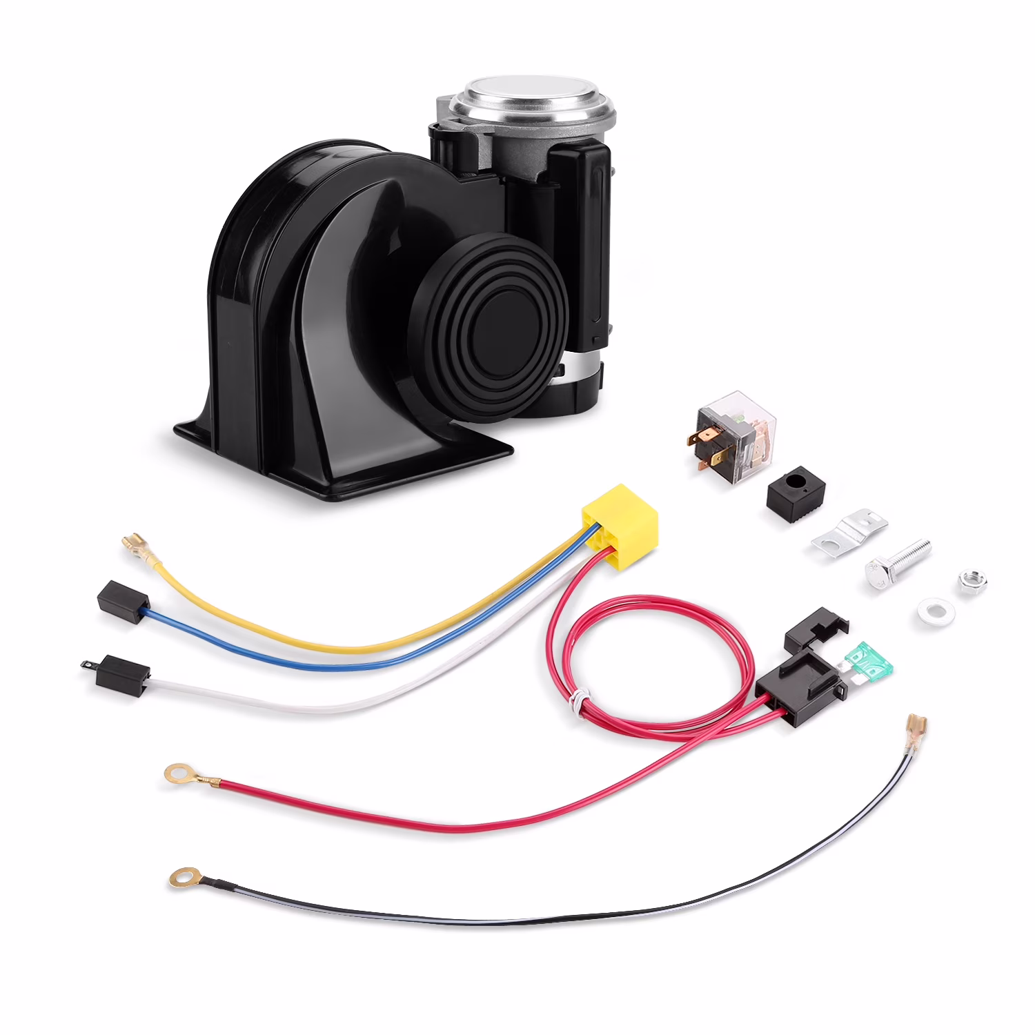 HK Compact Air Horn with Compressor Snail Electric Car Horn 12V 150db Super Loud Nautilus Wiring Harness for Any 12V Train Trucks Motorcycle Vehicles 