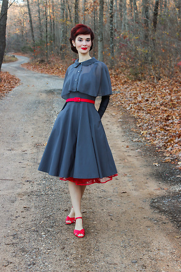 GownTown Women's 1950s Cloak Two-Piece Cocktail Dress 