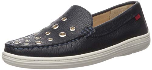 MARC JOSEPH NEW YORK Unisex-Kid's Leather Made in Brazil Mott Street Grommet Detail Loafer 11.5 M US Little Kid Navy Grainy 