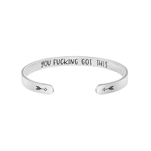 Joycuff Funny Gift for Women Inspirational Bracelet Mantra Cuff Friend Encouragement Jewelry for Daughter Sister Wife Mom Friendship 