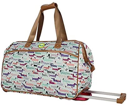 Lily Bloom Luggage Designer Pattern Suitcase Wheeled Duffel Carry On Bag 22in, Raking It In 