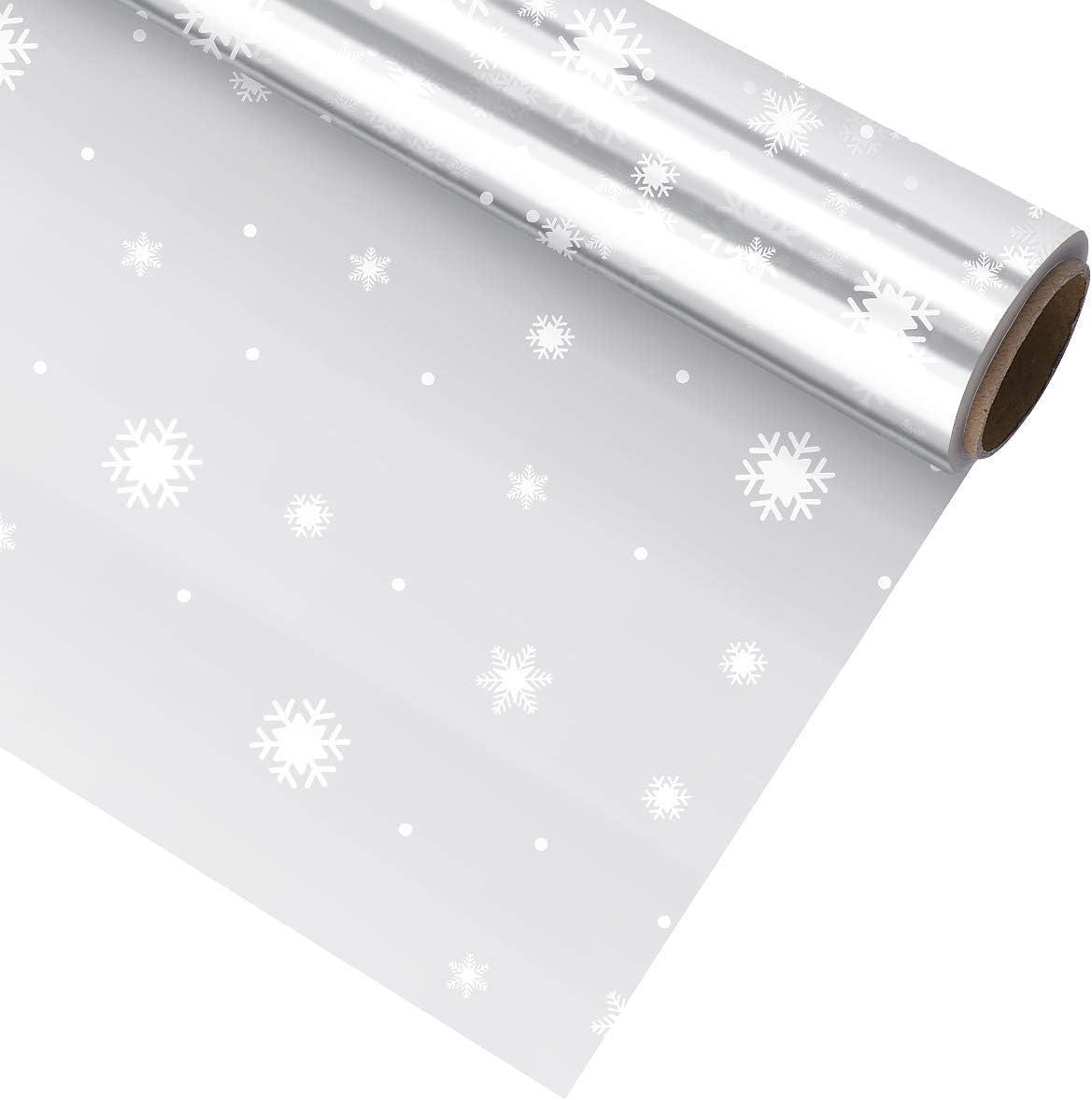 Snack Treat Bags Snowflake Wrap Clear Cellophane Wrap Roll for Gift Wrapping Protective Paper Holiday Shopping Tools Arts & Crafts Supplies x 100 ft Birthday Basket jojofuny 31.5 in 