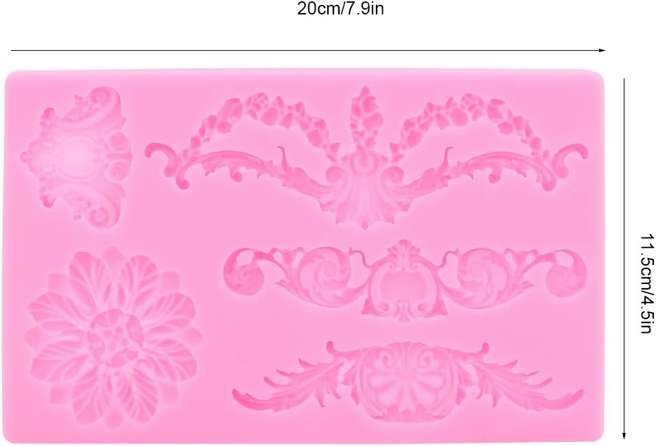 Gray Kitchen Baking Tool YIHEXUANkeji Embossed Flower Silicone Mold 3D Silicone Embossing Cake Fondant Moulds Baroque Scroll Relief Flower Chocolate Mould 