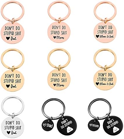 wastreake Funny Keychain Don't Do Stupid Shit Keychain,Stainless Steel Keychain Christmas Birthday Gift for Son Daughter 