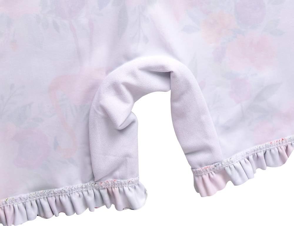 Short Sleeve Bathing Suit Swimsuit Cadocado Girls Print Zip Rash Guard Swimwear Ruffled UPF 50 