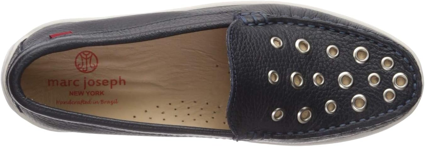 MARC JOSEPH NEW YORK Unisex-Kid's Leather Made in Brazil Mott Street Grommet Detail Loafer 11.5 M US Little Kid Navy Grainy 
