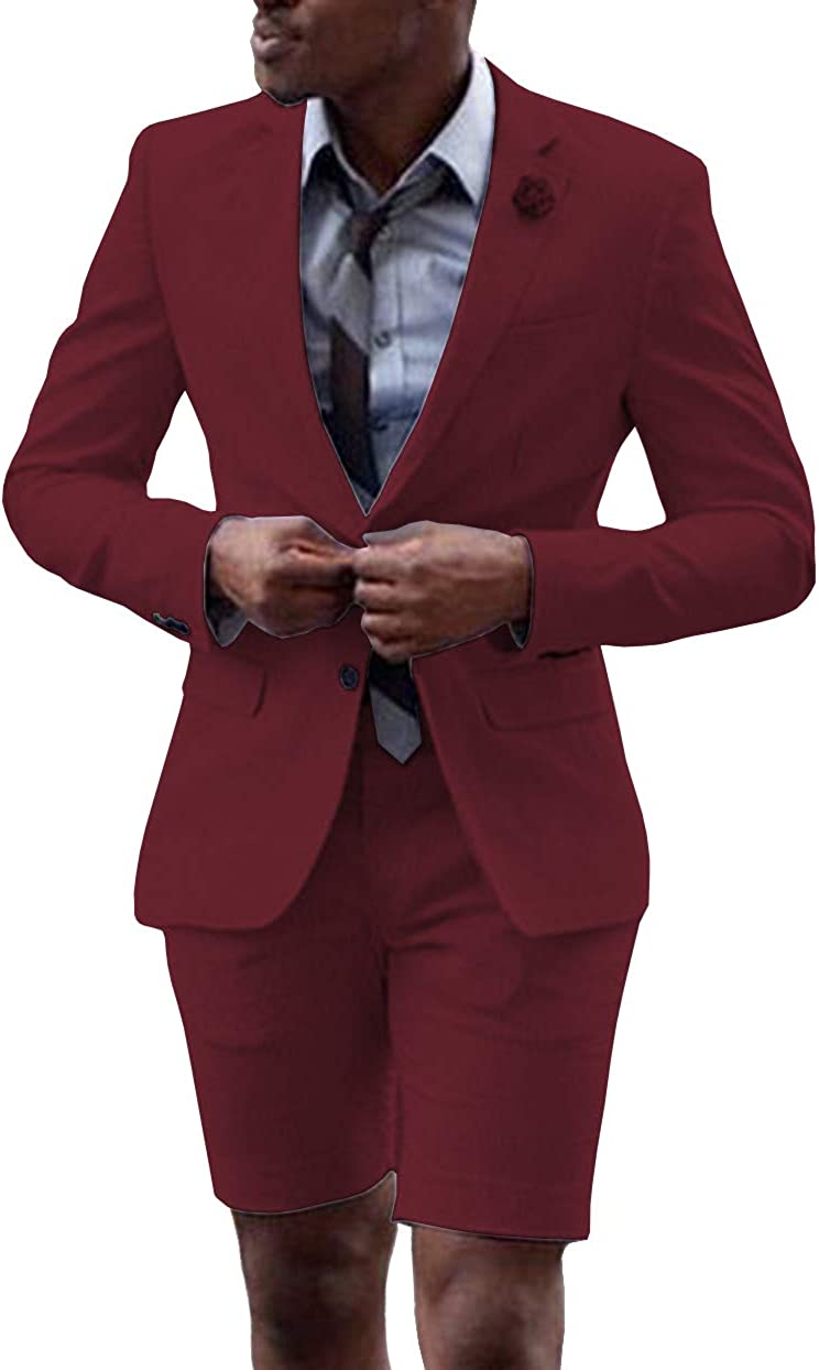 Fitty Lell Men Suit 2 Piece Groom Tuxedo with Short Pants Fashion Business Mens Summer Wear Suits Sets 