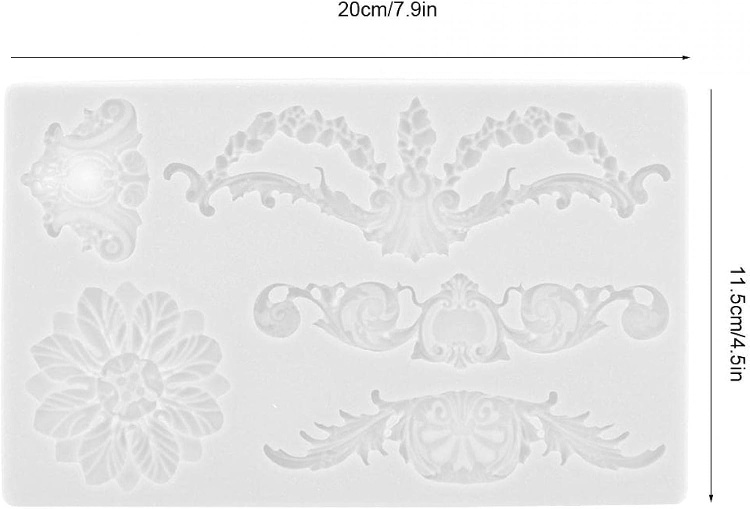 Gray Kitchen Baking Tool YIHEXUANkeji Embossed Flower Silicone Mold 3D Silicone Embossing Cake Fondant Moulds Baroque Scroll Relief Flower Chocolate Mould 