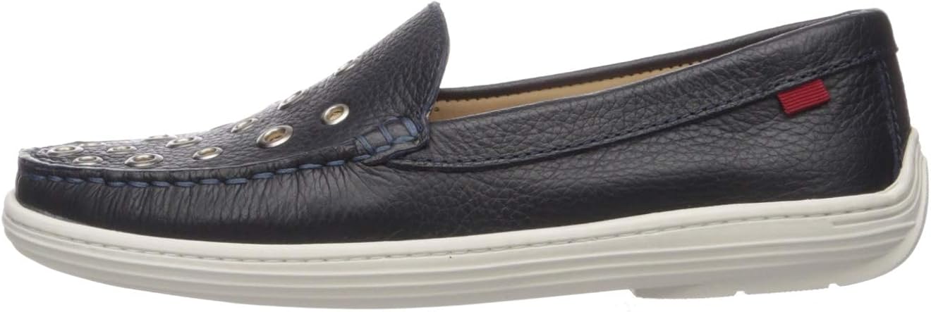 MARC JOSEPH NEW YORK Unisex-Kid's Leather Made in Brazil Mott Street Grommet Detail Loafer 11.5 M US Little Kid Navy Grainy 