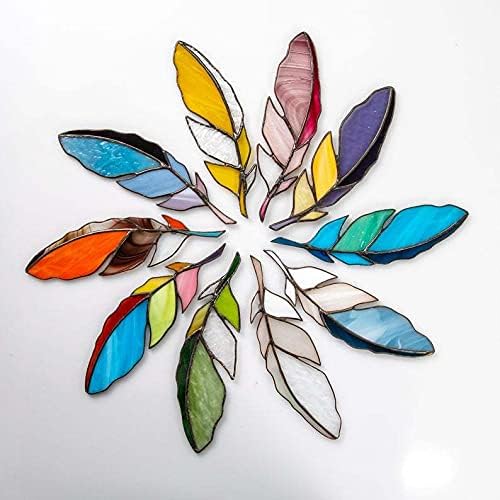 wgkgh Stained Glass Window Hangings,Set of 9 Stained,Feather Colored Glass Suncatchers Lucky Hanging Ornament for Wall,Window and Party Decoration and Gift Idea wgkgh Stained Glass Window Hangings,Set of 9 Stained,Feather Colored Glass Suncatchers Lucky Hanging Ornament for Wall,Window and Party Decoration and Gift Idea