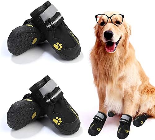 Non Slip Dog Booties for Small Medium Dogs and Puppies 4PCs Dog Boots Paw Protector with Reflective Straps HOOLAVA Dog Shoes Non Slip Dog Booties for Small Medium Dogs and Puppies 4PCs Dog Boots Paw Protector with Reflective Straps HOOLAVA Dog Shoes