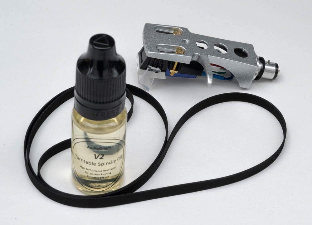 PL-560 PL-12 Cartridge Turntable PL-150 Lubricant Refurb Bundle for Pioneer PL-518X Drive Belt Vinyl player Stylus PL-15 PL-A35 -23 Silver Finish Headshell PL-516 