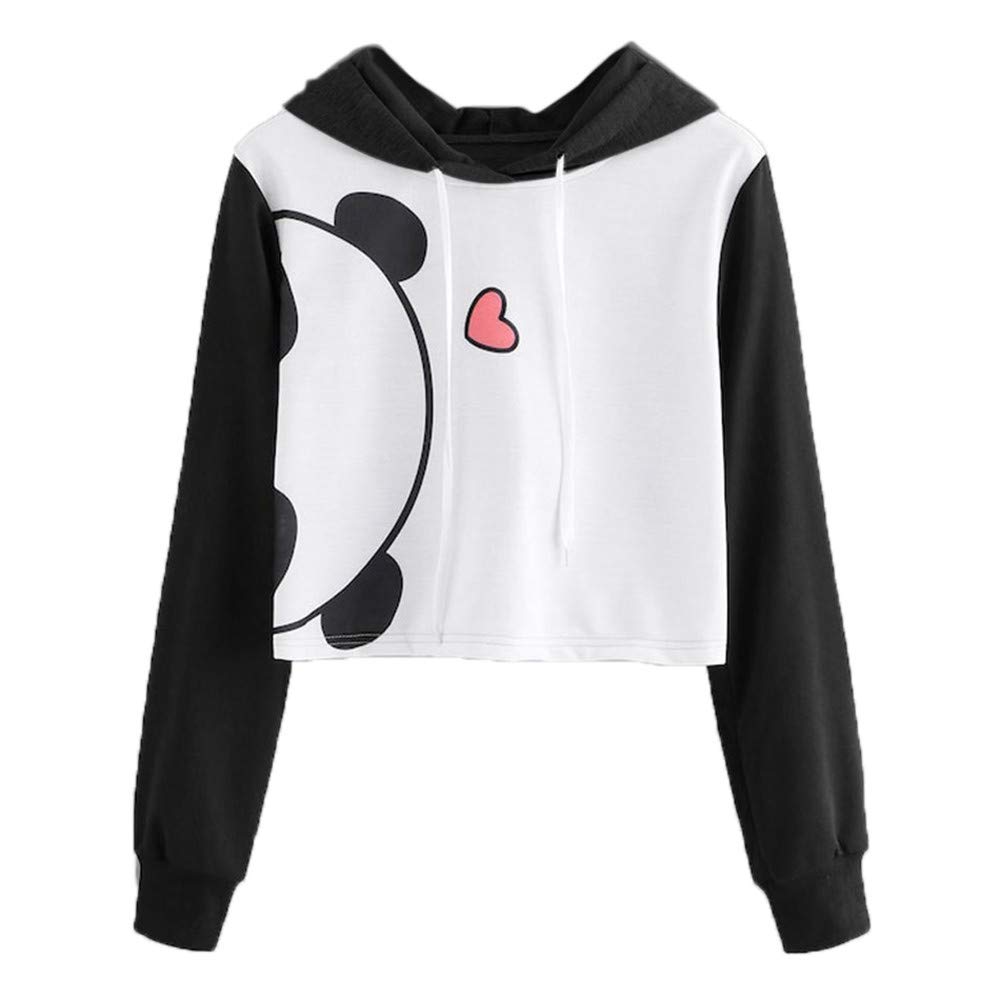 Fashion Pineapple Print Long Sleeve Crop Top Hoodies Zulmaliu Girl Sweatshirt Black 8,M 