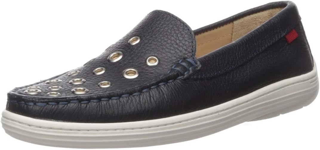 MARC JOSEPH NEW YORK Unisex-Kid's Leather Made in Brazil Mott Street Grommet Detail Loafer 11.5 M US Little Kid Navy Grainy 