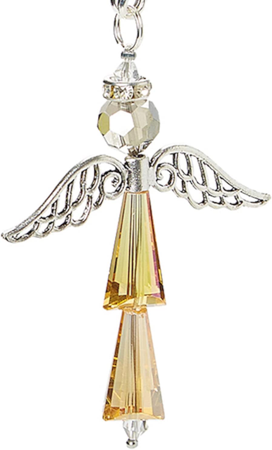 Crystal Angel Charm for Protection Guardian Angel Car Charms Happiness Crystal Car Hanging Ornament Ideal Guardian Angel Gifts-April Diamond Guardian Angel Car & Windows Faith and Love 
