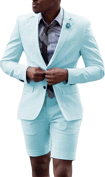 Fitty Lell Men Suit 2 Piece Groom Tuxedo with Short Pants Fashion Business Mens Summer Wear Suits Sets 