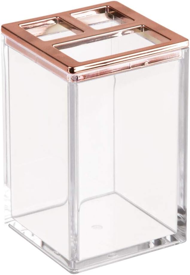 Square Plastic Clear/Soft Brass Soap Dish mDesign Bathroom Vanity Countertop Accessory Set Tumbler Rinsing Cup Divided Toothbrush Holder 4 Pieces Includes Soap Dispenser Pump Square Plastic Clear/Soft Brass Soap Dish mDesign Bathroom Vanity Countertop Accessory Set Tumbler Rinsing Cup Divided Toothbrush Holder 4 Pieces Includes Soap Dispenser Pump