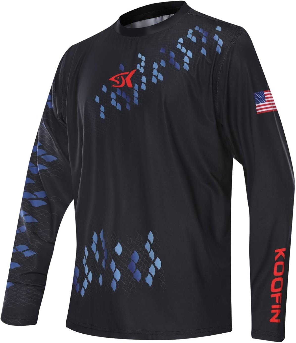 Performance Long Sleeve Bass Fishing Shirt UPF50 Sun Protection Dry-Fit Moisture Wicking Loose Fit 