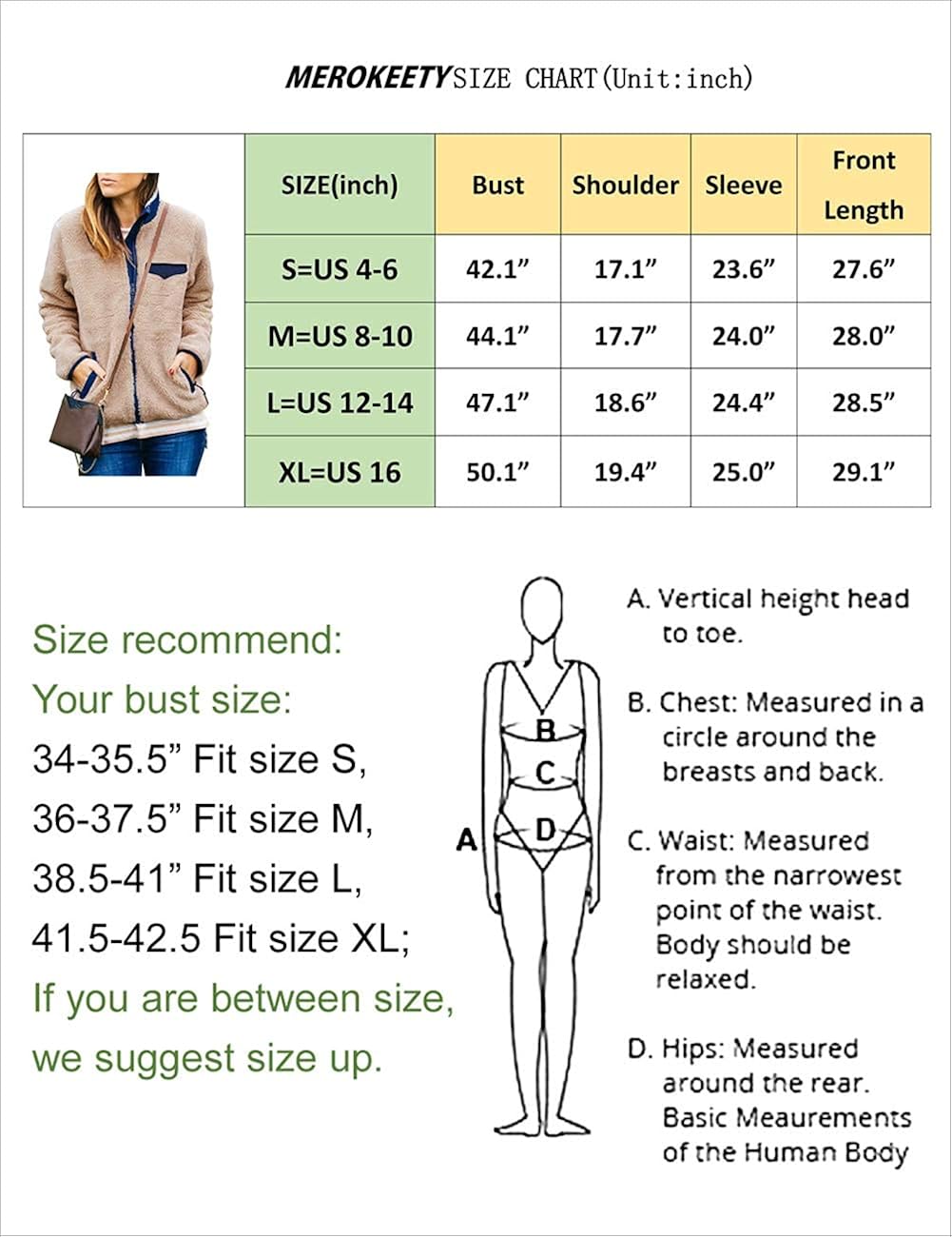 MEROKEETY Womens Long Sleeve Full Zip Sherpa Jackets Patchwork Fleece Coat with Zipper 
