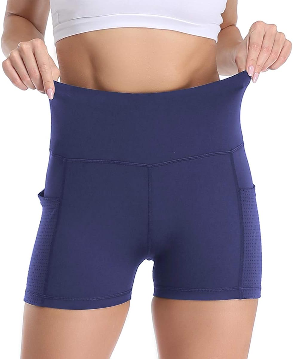 UURUN High Waist Yoga Pants Capri Workout Running Leggings with Pockets Non-See-Through Printed Fabric 