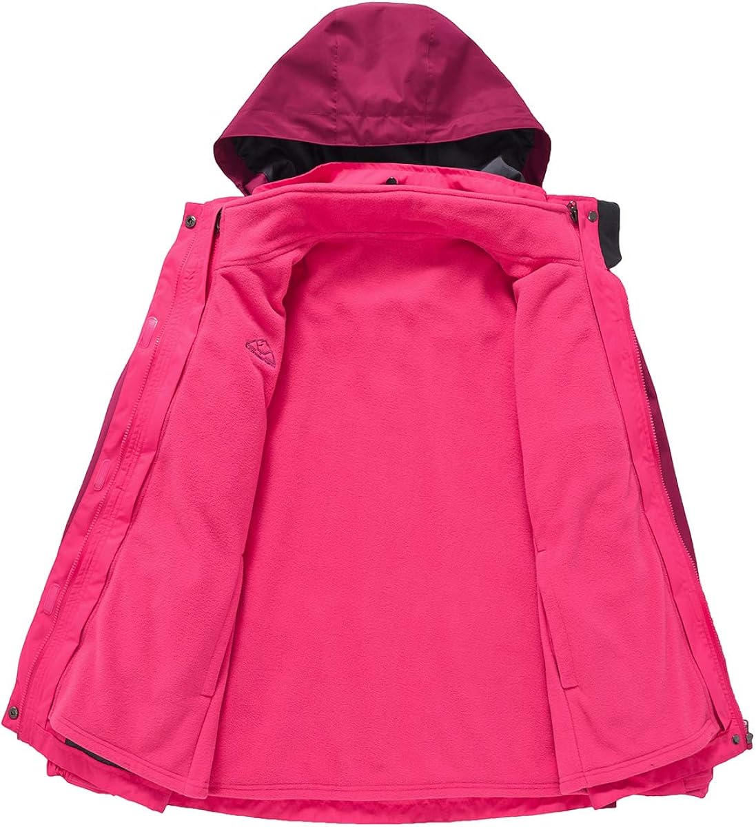 Rdruko Women's Outdoor 3-in-1 Waterproof Ski Jacket Fleece Inner Winter Coat Hooded 