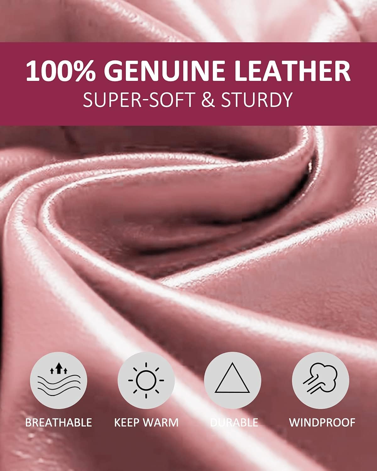 Super-soft Leather Winter Gloves for Women Full-Hand Touchscreen Warm Cashmere Lined Perfect Appearance 