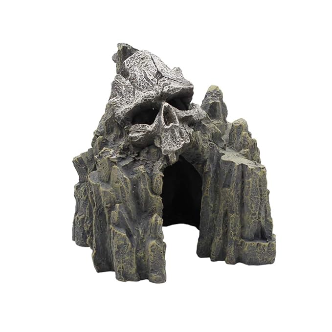 HITOP Resin Aquarium Ornament Mini Skull/Landscape-Stone/Mechanical-Tank Fish Tank Decoration for Fish or Reptile，Aquarium Bubbler Decoration 