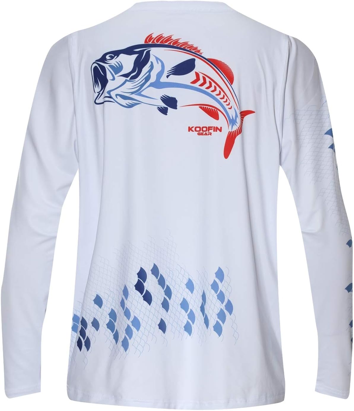 Performance Long Sleeve Bass Fishing Shirt UPF50 Sun Protection Dry-Fit Moisture Wicking Loose Fit 