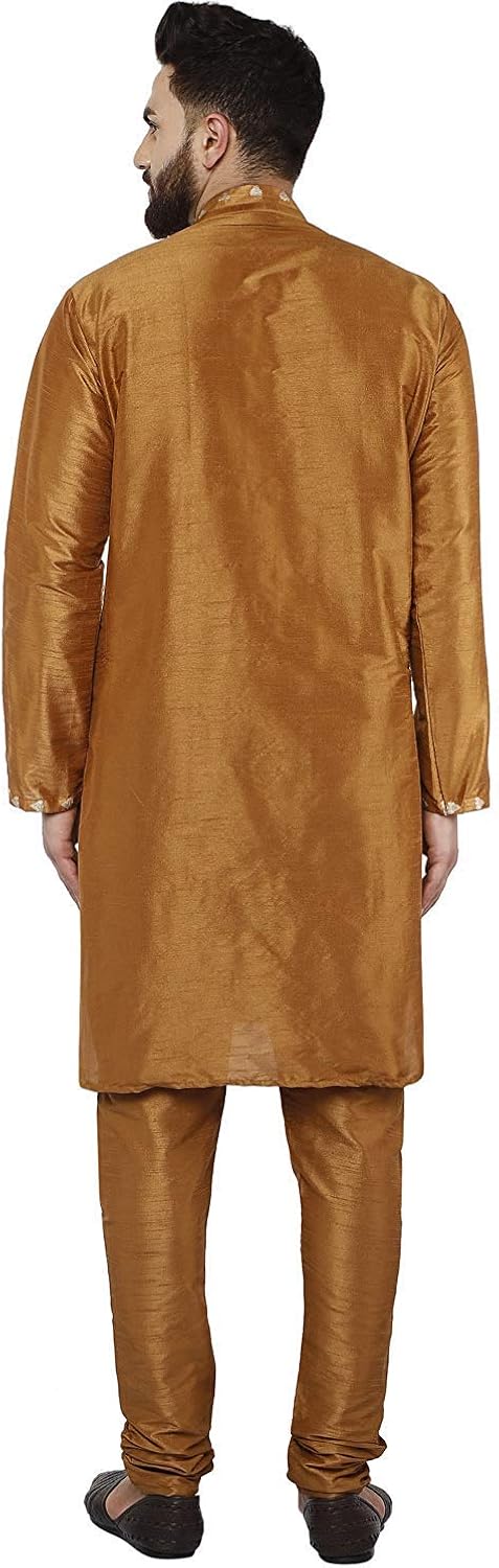 SKAVIJ Men's Tunic Art Silk Kurta Pajama Set Ethnic Indian Party Wear Dress Suit SKAVIJ Men's Tunic Art Silk Kurta Pajama Set Ethnic Indian Party Wear Dress Suit