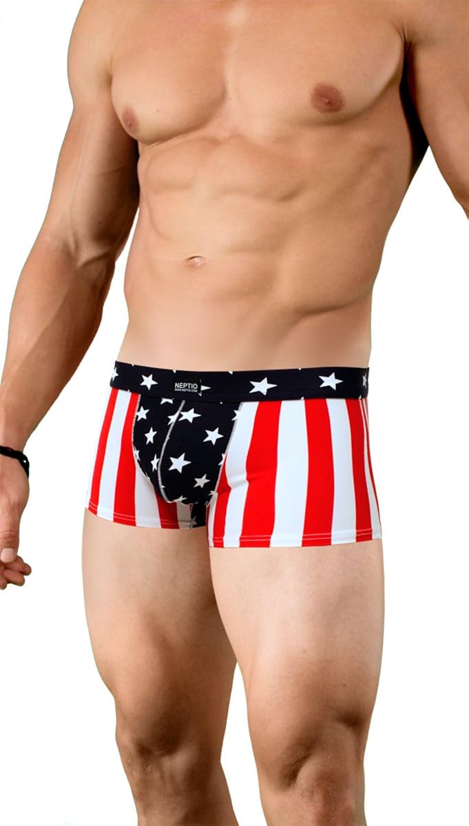 NEPTIO Men's American Flag Swimsuit Stars & Stripes or Solid Color Bikini Swimwear NEPTIO Men's American Flag Swimsuit Stars & Stripes or Solid Color Bikini Swimwear