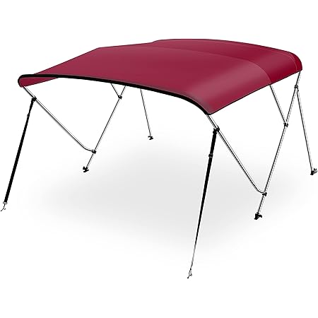 2 Straps KAKIT 750D 3 4 Bow Bimini Top Boat Cover with 2 Rear Support Poles Stainless Steel Mounting Hardwares 1 Inch Stainless Aluminum Frame Storage Boot 4 Quick Release Deck Mounts 