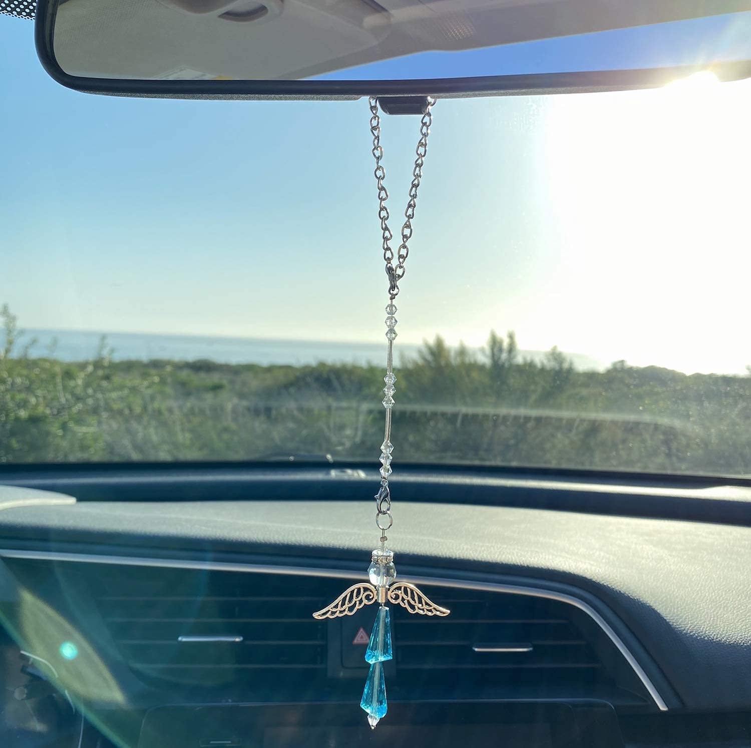 Crystal Angel Charm for Protection Guardian Angel Car Charms Happiness Crystal Car Hanging Ornament Ideal Guardian Angel Gifts-April Diamond Guardian Angel Car & Windows Faith and Love 