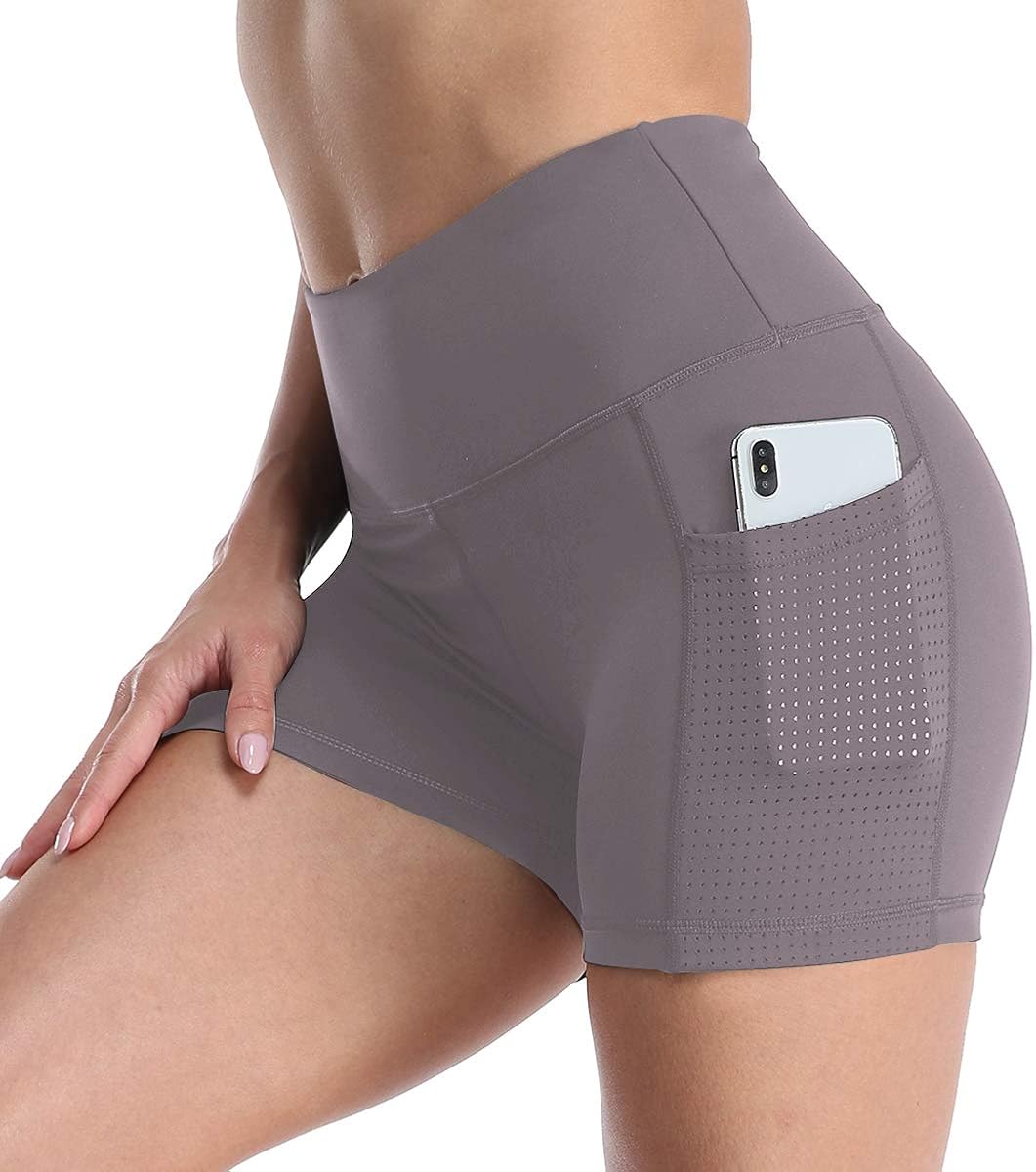UURUN High Waist Yoga Pants Capri Workout Running Leggings with Pockets Non-See-Through Printed Fabric 