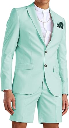 Fitty Lell Men Suit 2 Piece Groom Tuxedo with Short Pants Fashion Business Mens Summer Wear Suits Sets 
