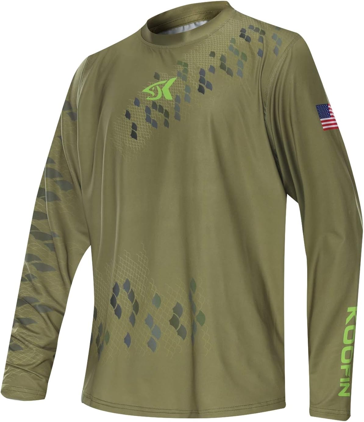Performance Long Sleeve Bass Fishing Shirt UPF50 Sun Protection Dry-Fit Moisture Wicking Loose Fit 