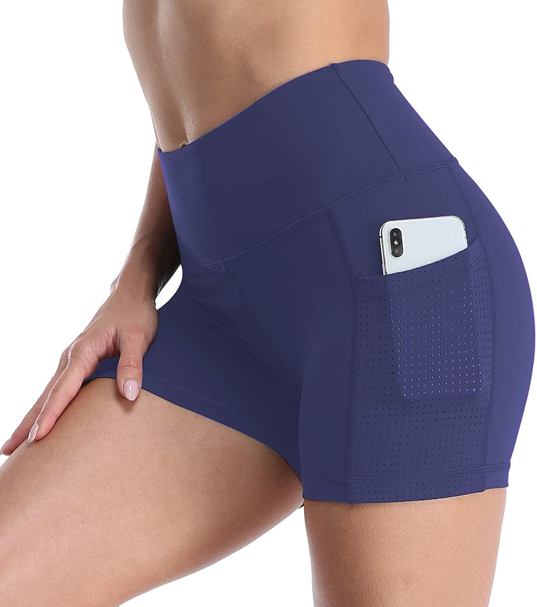 UURUN High Waist Yoga Pants Capri Workout Running Leggings with Pockets Non-See-Through Printed Fabric 