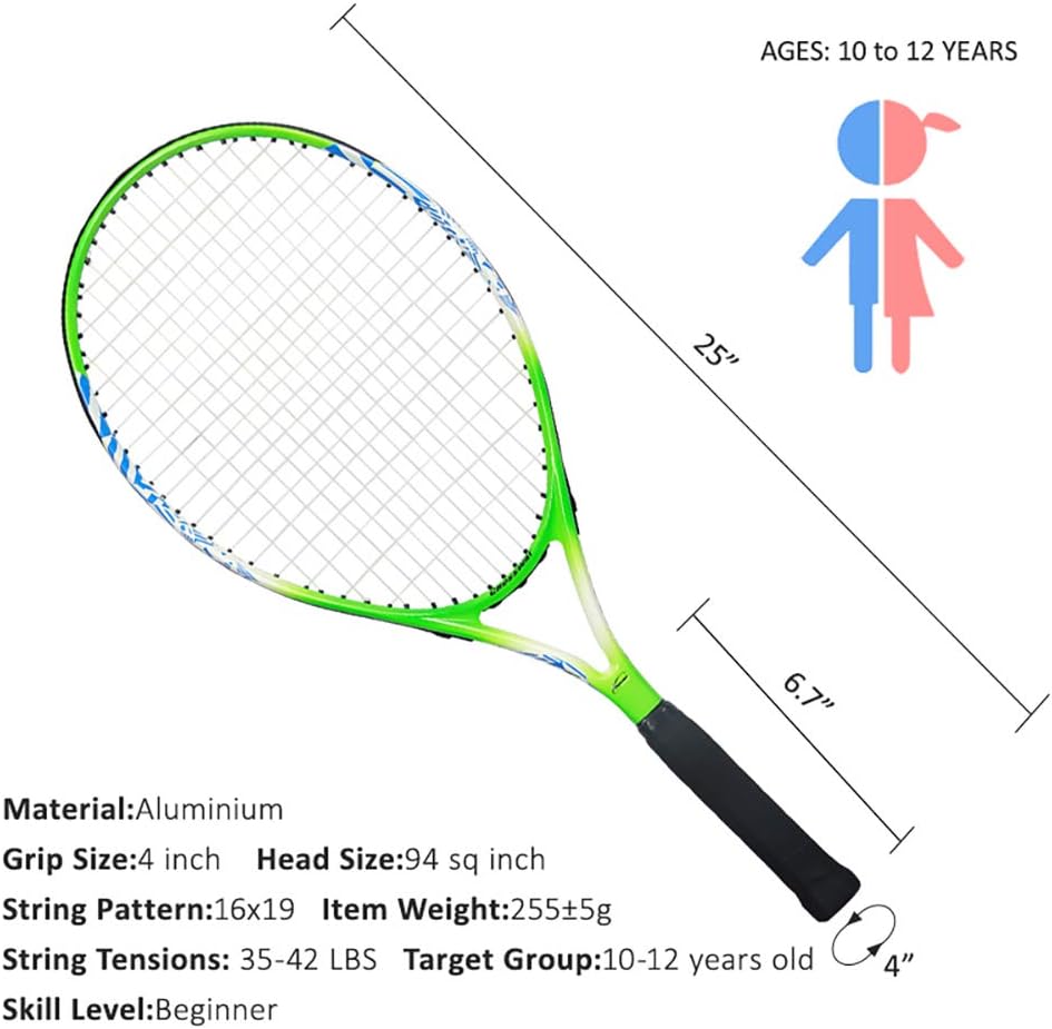 MAIBOLE Junior Tennis Racquet Recreational Tennis Racket Pre-Strung Head Light Balance for Beginners Youth Kids Good Control Grip 