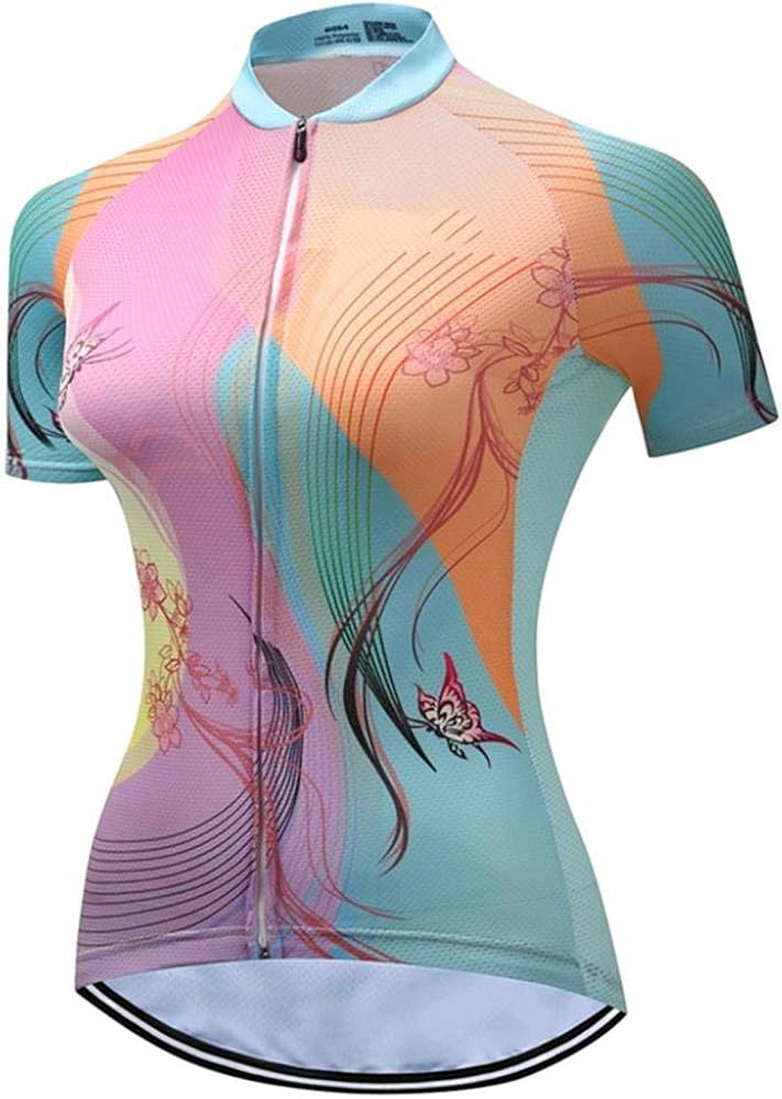 Women's Cycling Clothing Set Road Bike Shirts Short Sleeve Breathable Cycling Jersey with 20D Padded Bib Shorts 