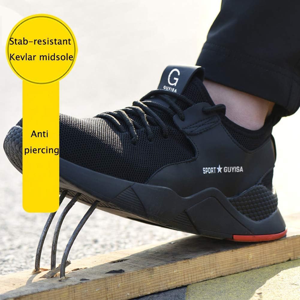 ALGGORUN Steel Toe Shoes for Men Indestructible Shoes Lightweight Breathable Puncture Proof Safety Shoes for Women 