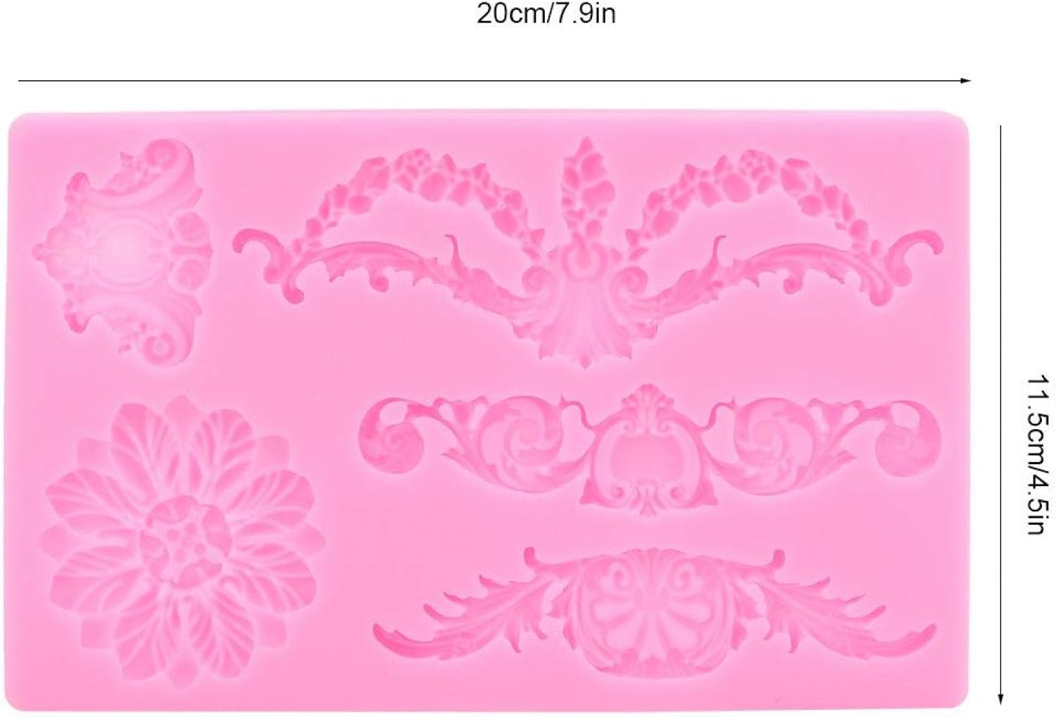Gray Kitchen Baking Tool YIHEXUANkeji Embossed Flower Silicone Mold 3D Silicone Embossing Cake Fondant Moulds Baroque Scroll Relief Flower Chocolate Mould 