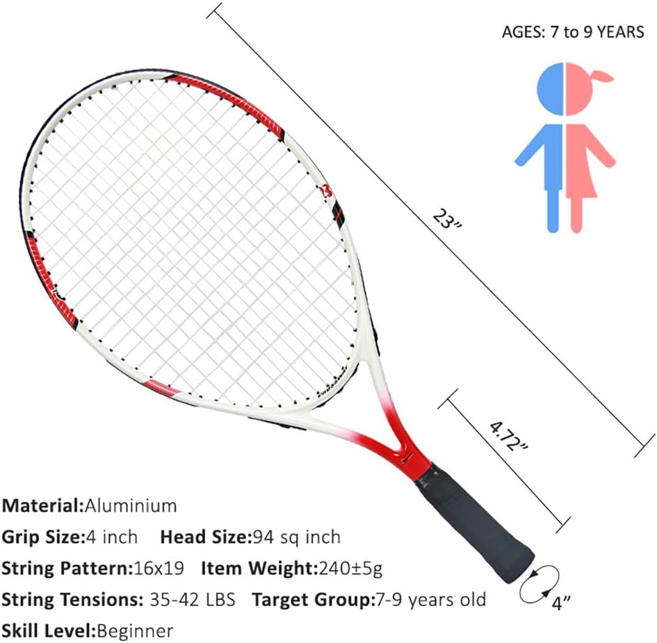 MAIBOLE Junior Tennis Racquet Recreational Tennis Racket Pre-Strung Head Light Balance for Beginners Youth Kids Good Control Grip 