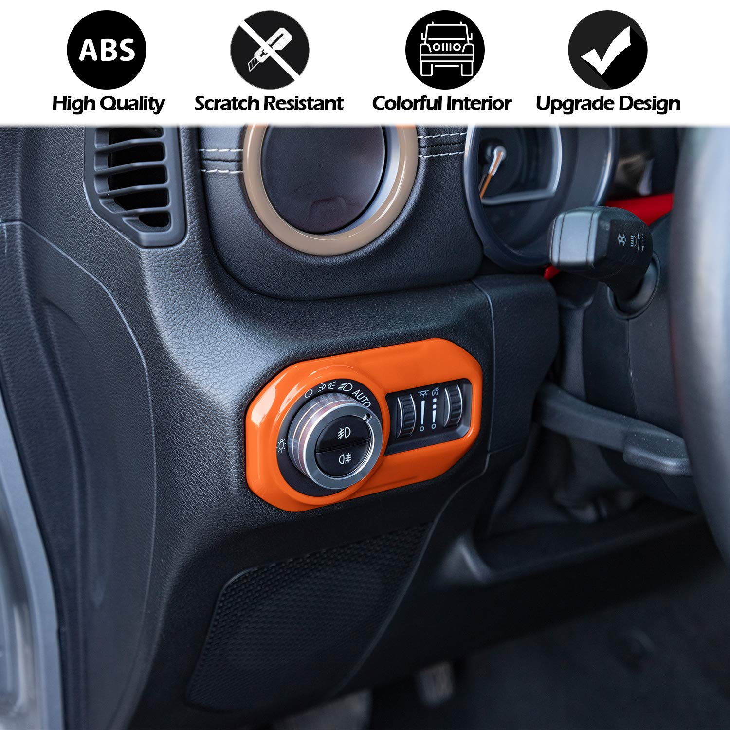 Yellow Headlight Lamp Switch Trim Cover Button Decoration Interior Accessories for 2018-2021 Jeep Wrangler JL JLU & Gladiator JT 