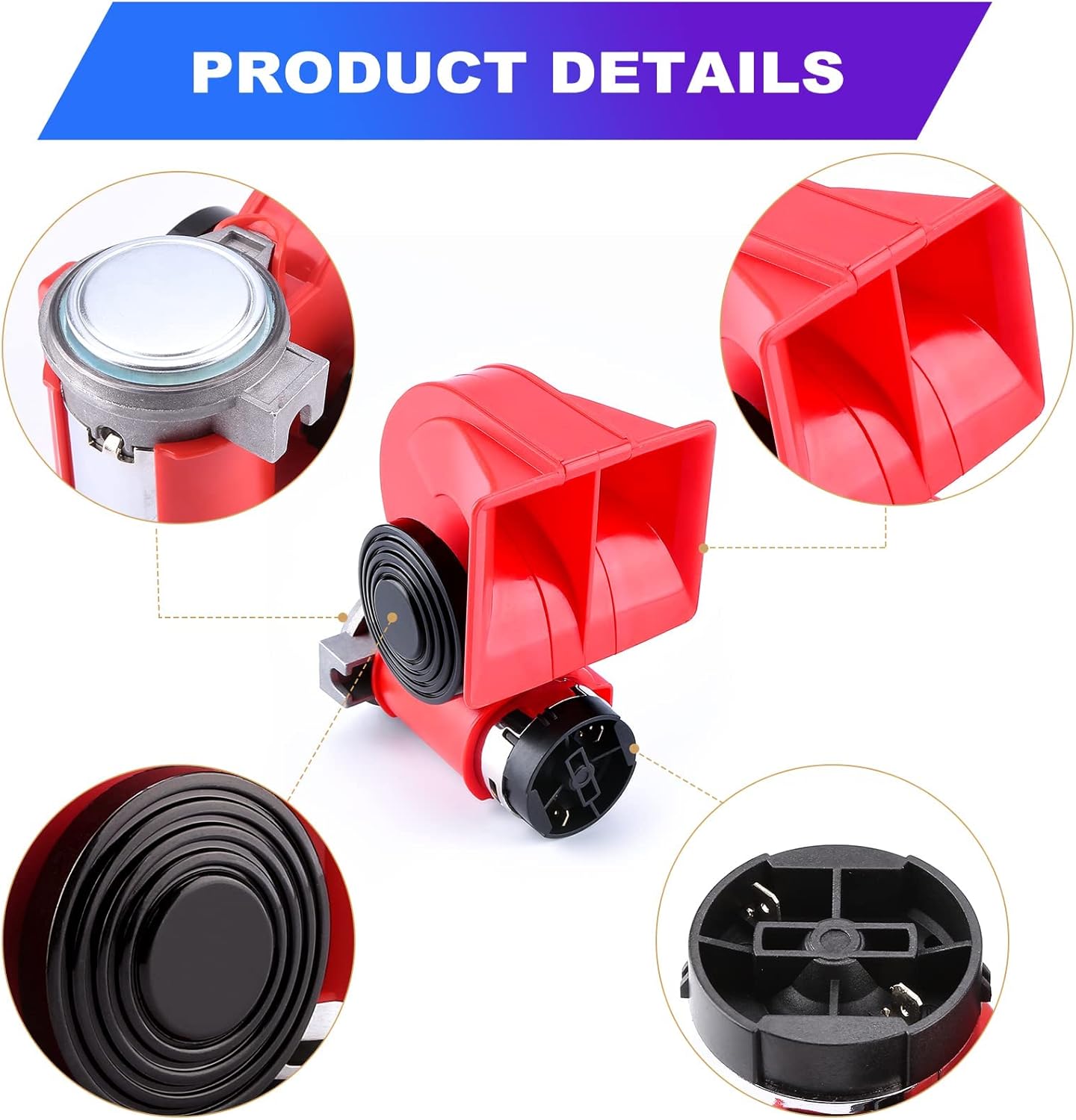 HK Compact Air Horn with Compressor Snail Electric Car Horn 12V 150db Super Loud Nautilus Wiring Harness for Any 12V Train Trucks Motorcycle Vehicles 