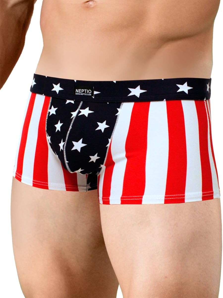 NEPTIO Men's American Flag Swimsuit Stars & Stripes or Solid Color Bikini Swimwear NEPTIO Men's American Flag Swimsuit Stars & Stripes or Solid Color Bikini Swimwear