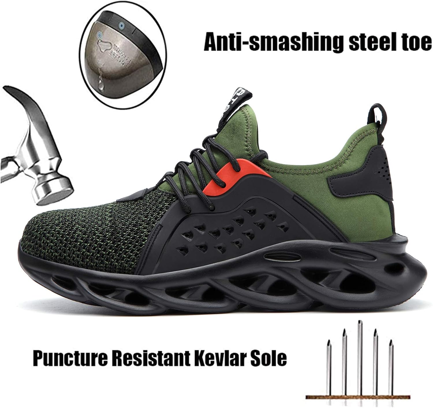 ALGGORUN Steel Toe Shoes for Men Indestructible Shoes Lightweight Breathable Puncture Proof Safety Shoes for Women 