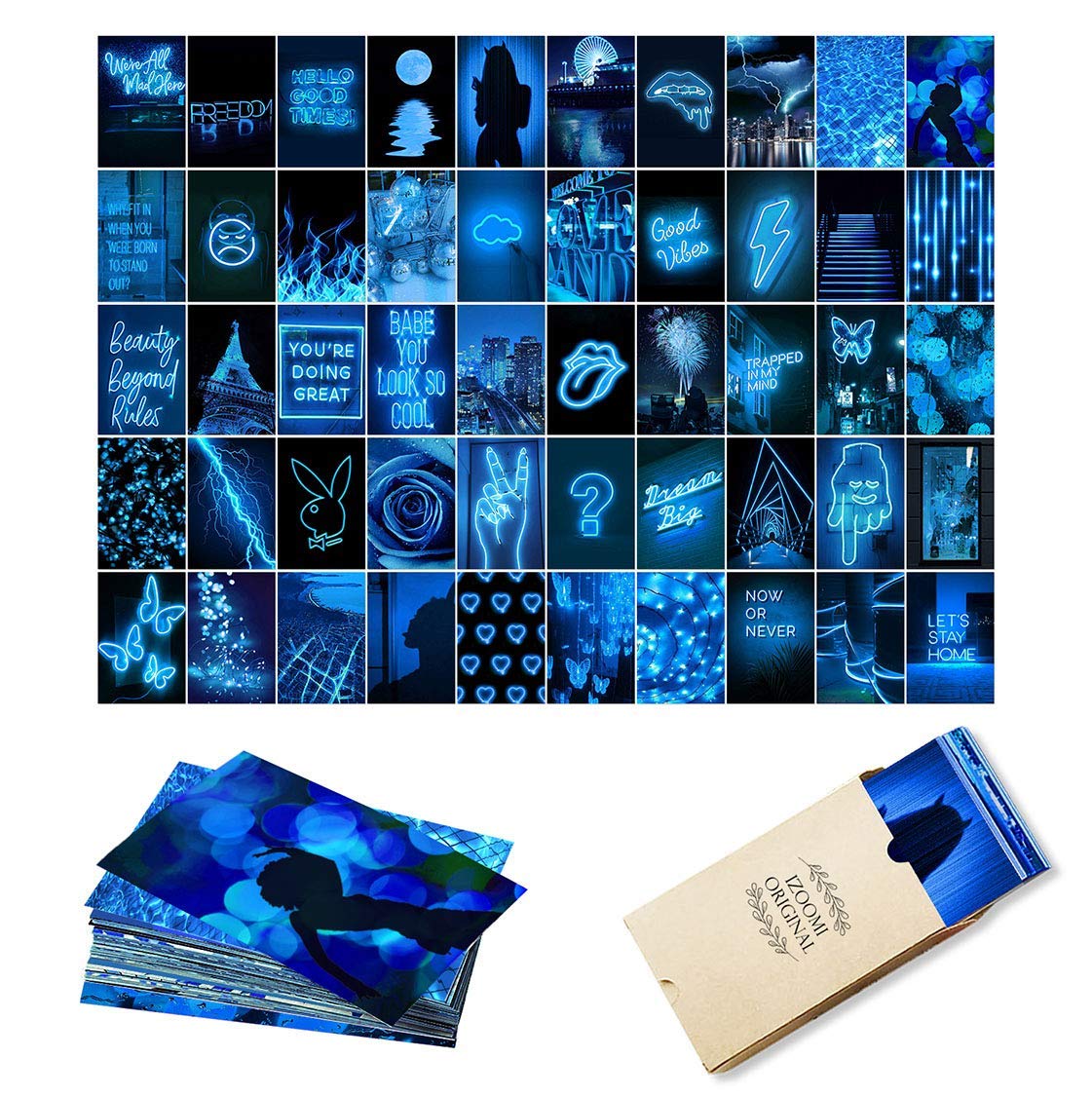 4x6 inch 50 Pcs Poster Pack Indie Room Decor Bedroom Decor for Teen Girls JUWUTE Wall Collage Kit Aesthetic Pictures Blue Aesthetic Poster Bedroom Aesthetic Trendy Small Poster 